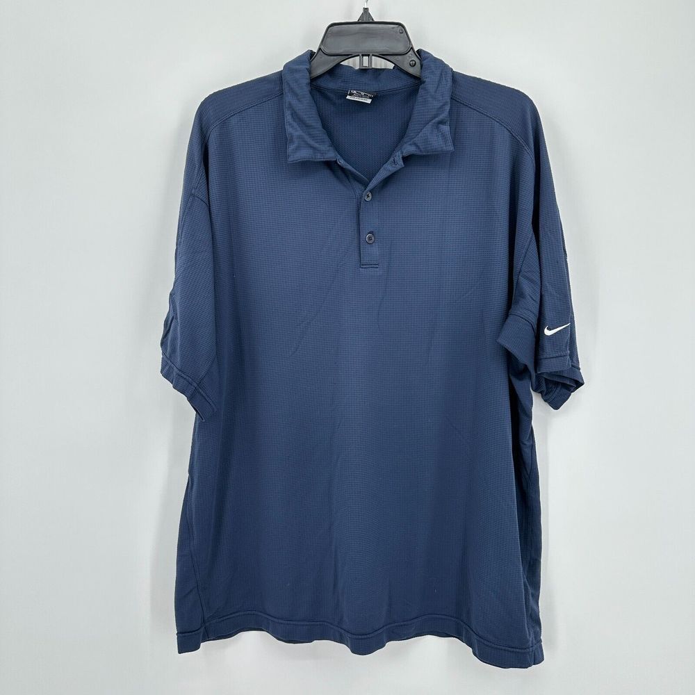 Nike Sphere Dry Polo Shirt Mens XL Blue Golf Performance Waffle Knit Pickleball